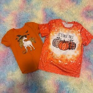 Orange Unicorn and Pumpkin Short Sleeve Tees